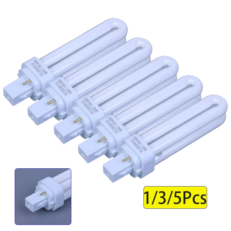 1/3/5Pcs Energy Saving Lamp Light Bulb Downlight Compact Fluorescent Bulbs Replacement Plug LED 2 Pin Double Tube LED Lamp Bulb