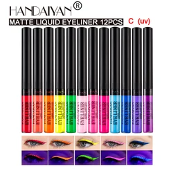 HANDAIYAN 12pcs Colored Eyeliner Set Matte,Waterproof and long-lasting without fading, UV Fluorescent Eyeliner Pens