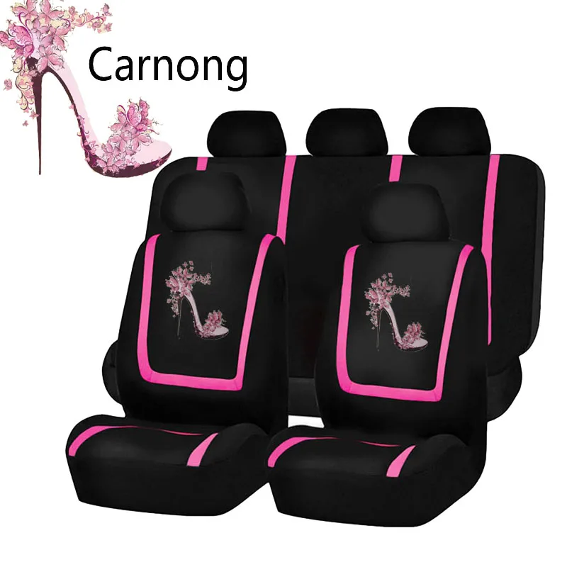 

Carnong Car Seat Covers Full Set Universal Comfortable Soft Full Women Cute Dancing Shoes Paint Pink Auto Interior Accessories