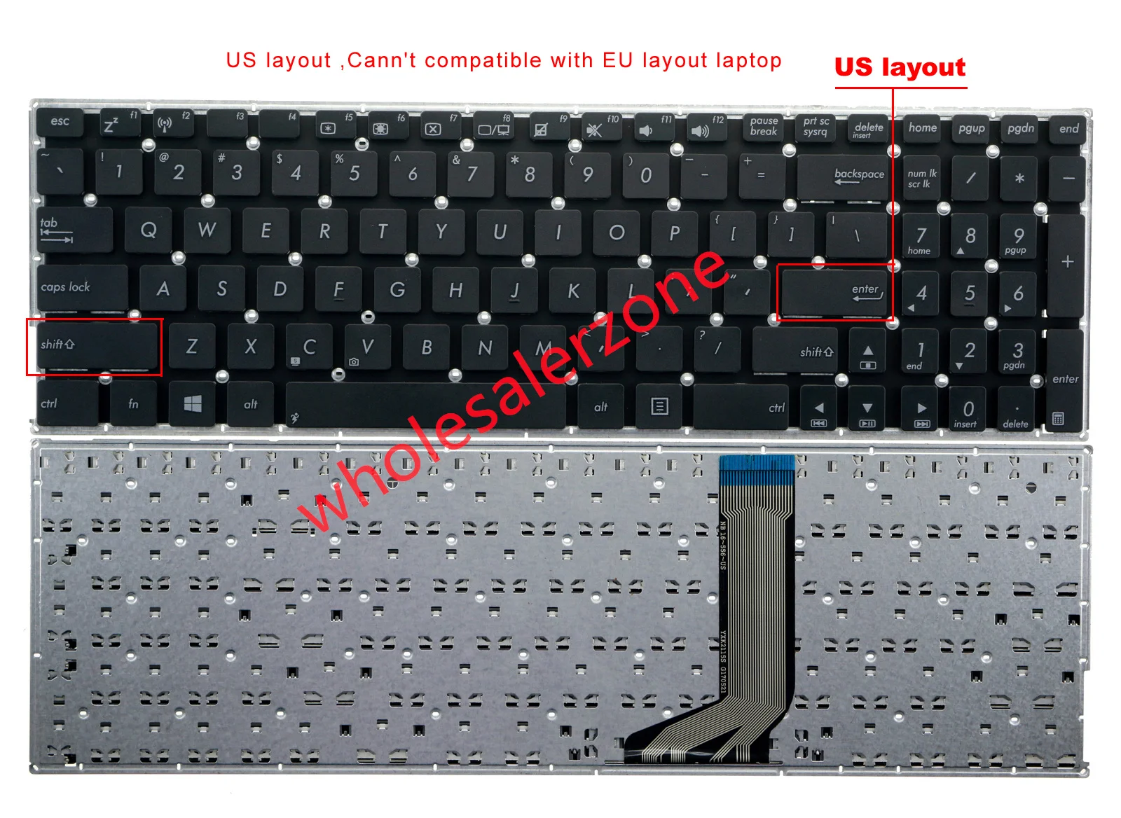 

New for Asus K556 K556U K556UV X556 X556U X556UA A556UR A556UV A556U F556 F556U F556UA R558U R558UQ FL5900U laptop US keyboard