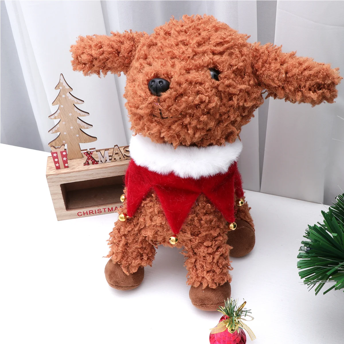

Christmas Jingling Bell Pet Neckerchief Triangle Neck Scarf Cat White M Easy Wear Comfortable Holiday Accessories