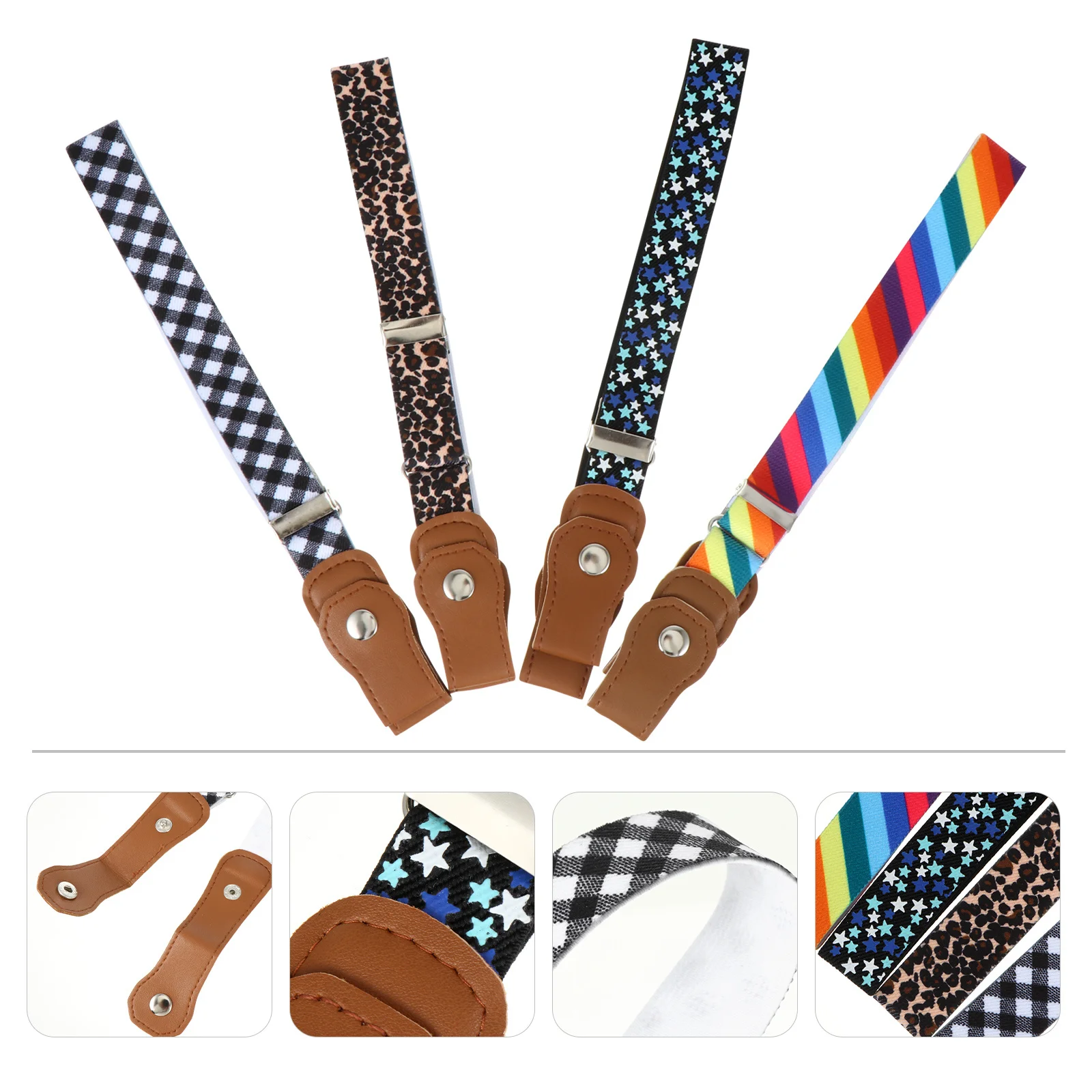 

4Pcs Kids Elastic Waist Belts Adjustable Stretch Buckle Waistband for Dress Evening Party Fashion Waist Band Kids Belts