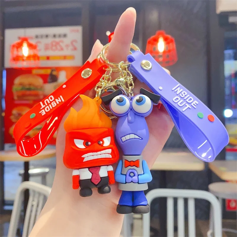 Disney Inside Out 2 figure toys plush Cartoon Keychain Couple Bag Keys Keyring Children Gifts Fashion Jewelry Key Rings Toy