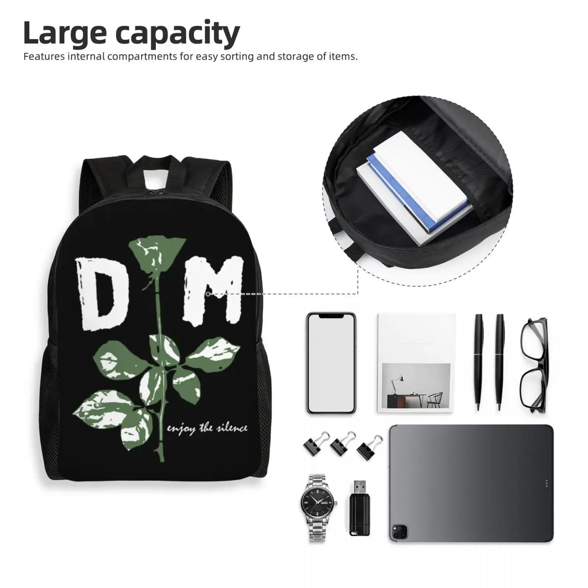 Military Green Music Backpacks for Women Men Waterproof College School Depeche Cool Mode Bag Printing Bookbag