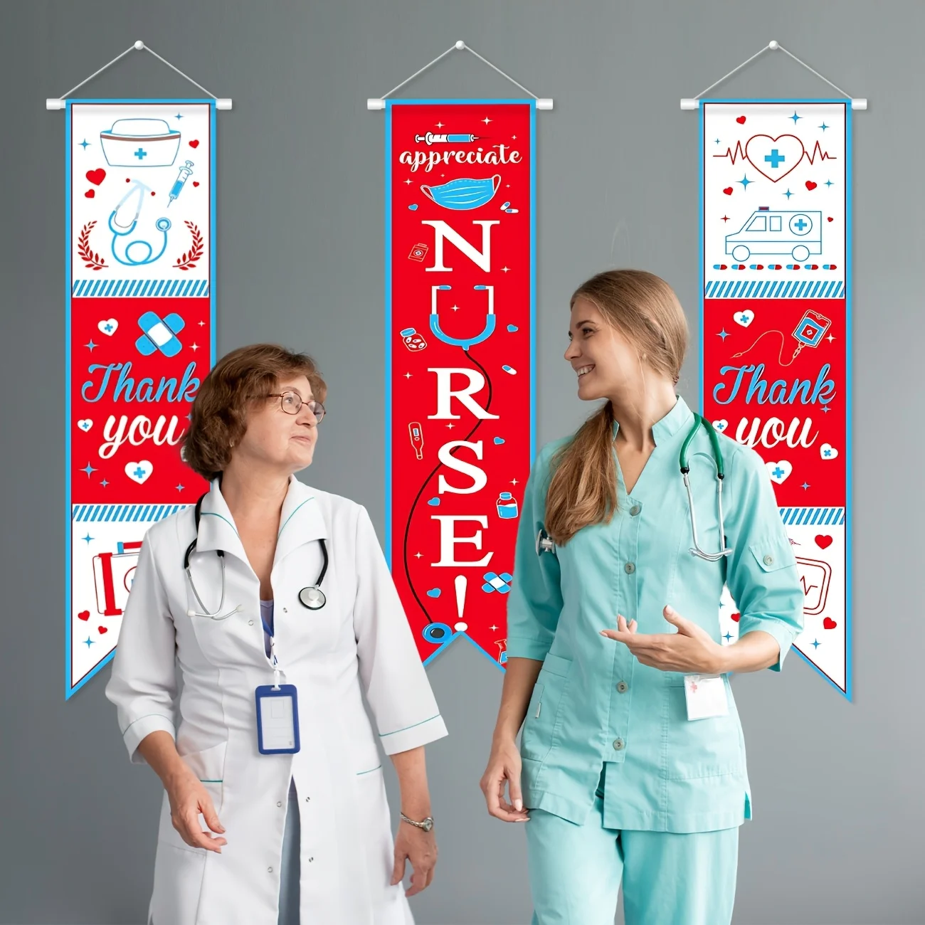 3 قطعة شكرا لك الممرضات لافتات الباب العمودي الممرضات التقدير أسبوع معلقة لافتات الباب شكرا لك ممرضة زينة الحفلات #6
