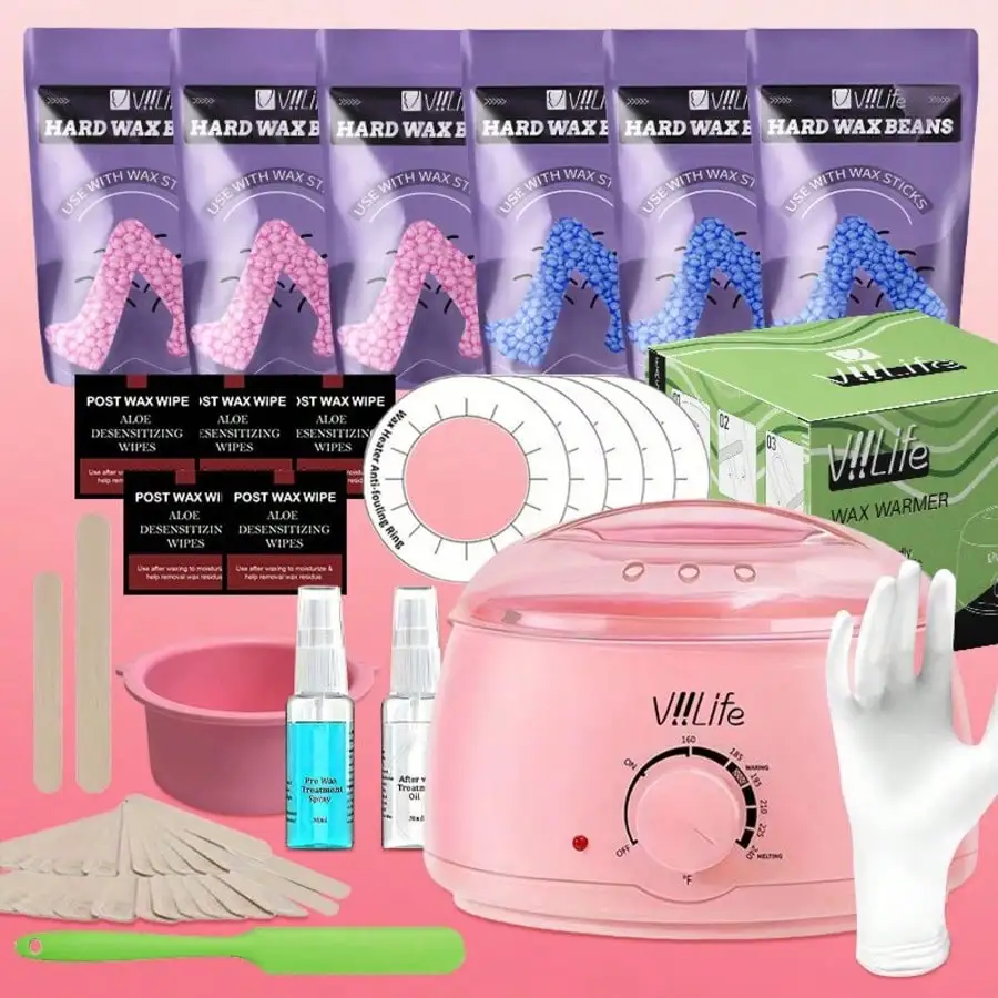 

VIILIFE Waxing Kit, Hair Removal Hard Wax Kit With Wax Melt Warmer & Waxing Beads Gift For A Woman/man/teenager/wife/friend - Pr