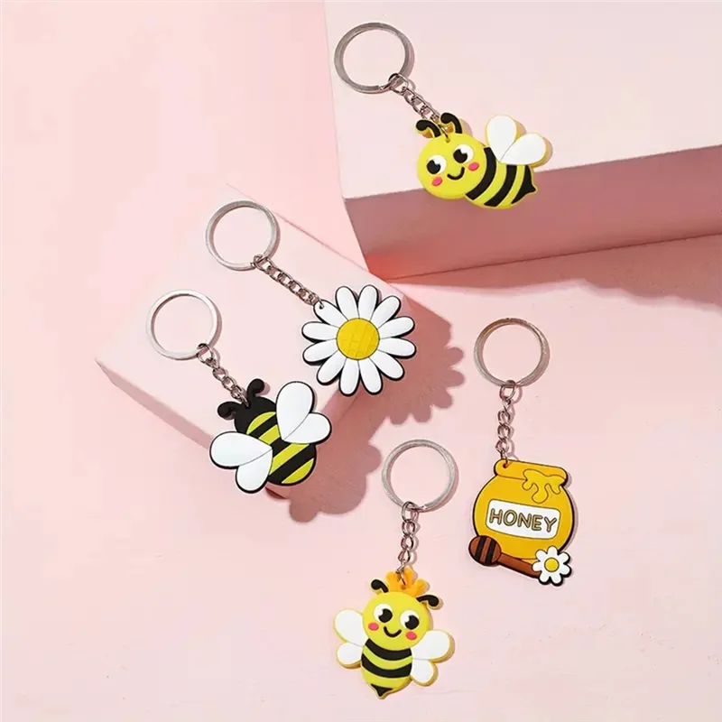 GROCE-Bee Keychain Flower Honey Pots Bees Decor For Bees Theme Party Baby Shower Kids Birthday Supplies Decorations
