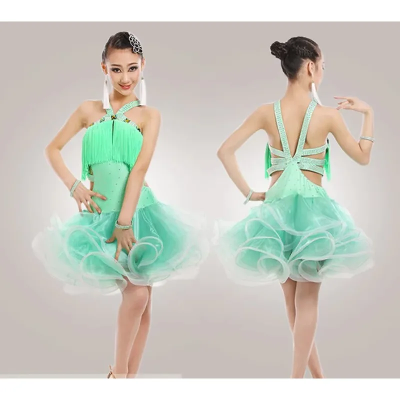 Girl Latin Dance rumba samba Clothing Girls Salsa Dresses Girls Stage Wear Costumes kid's ballroom dressing Chinese Folk Dancing