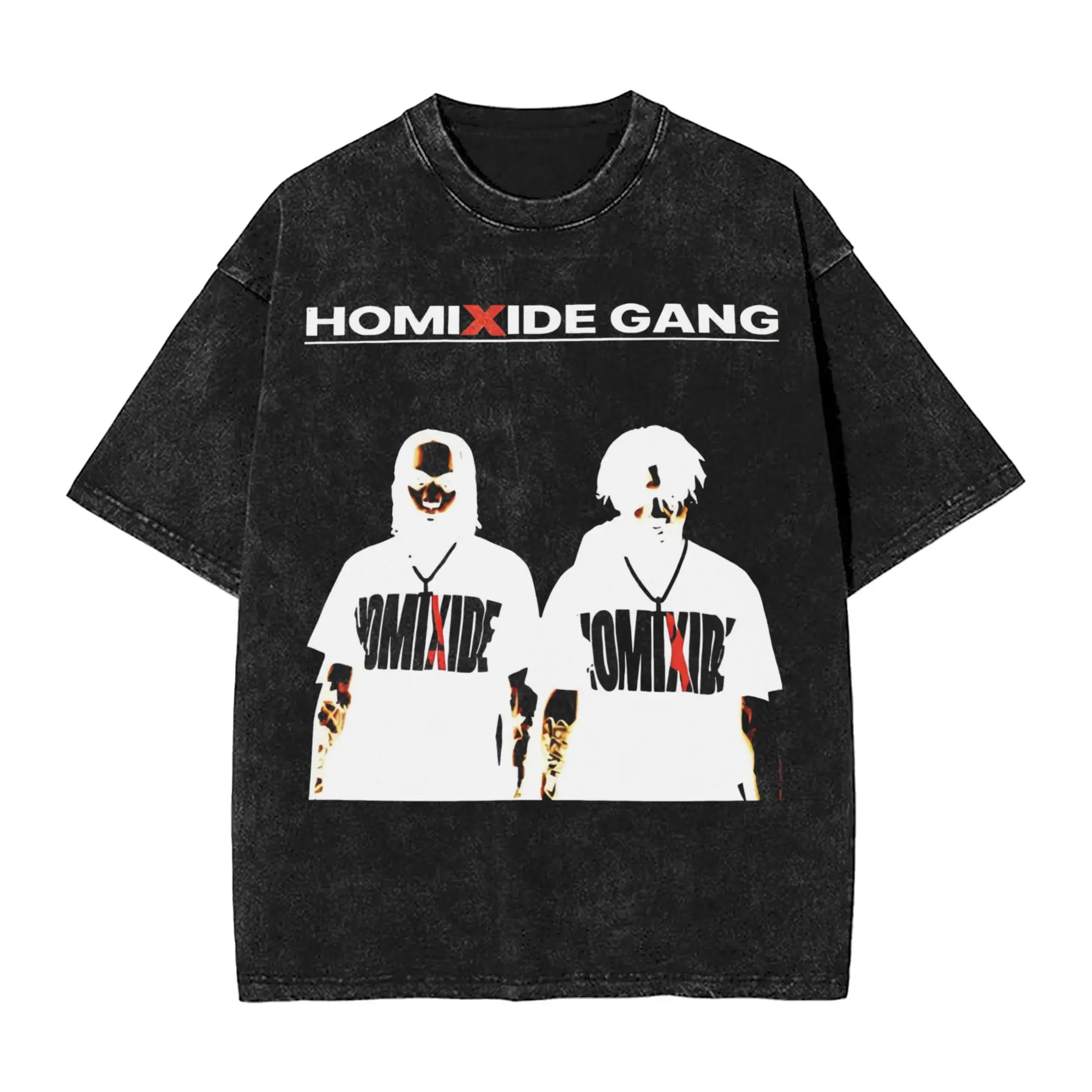 

Рэпер Homixide Gang футболка хип-хоп из стираного хлопка футболки большого размера Playboi Carti HXG винтажные топы уличная одежда топы с принтом футболки