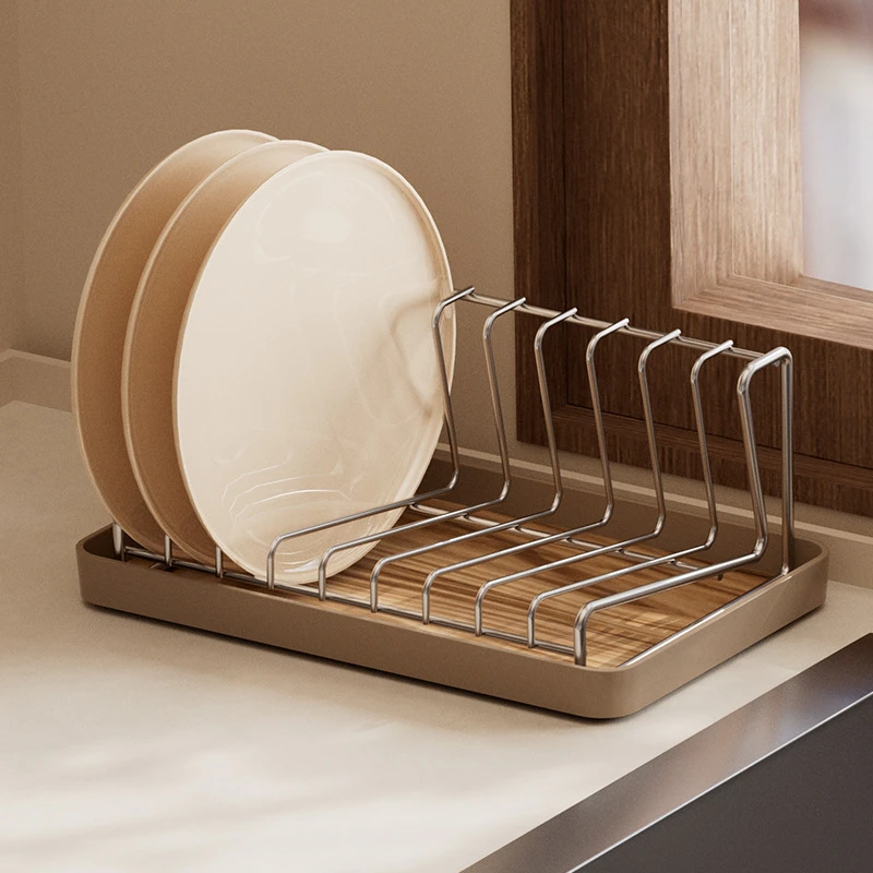 Stainless Steel Dish Drying Rack Kitchen Countertop Dish Drainer Plate Bowl Storage Organizer with Drain Tray Home Kitchen