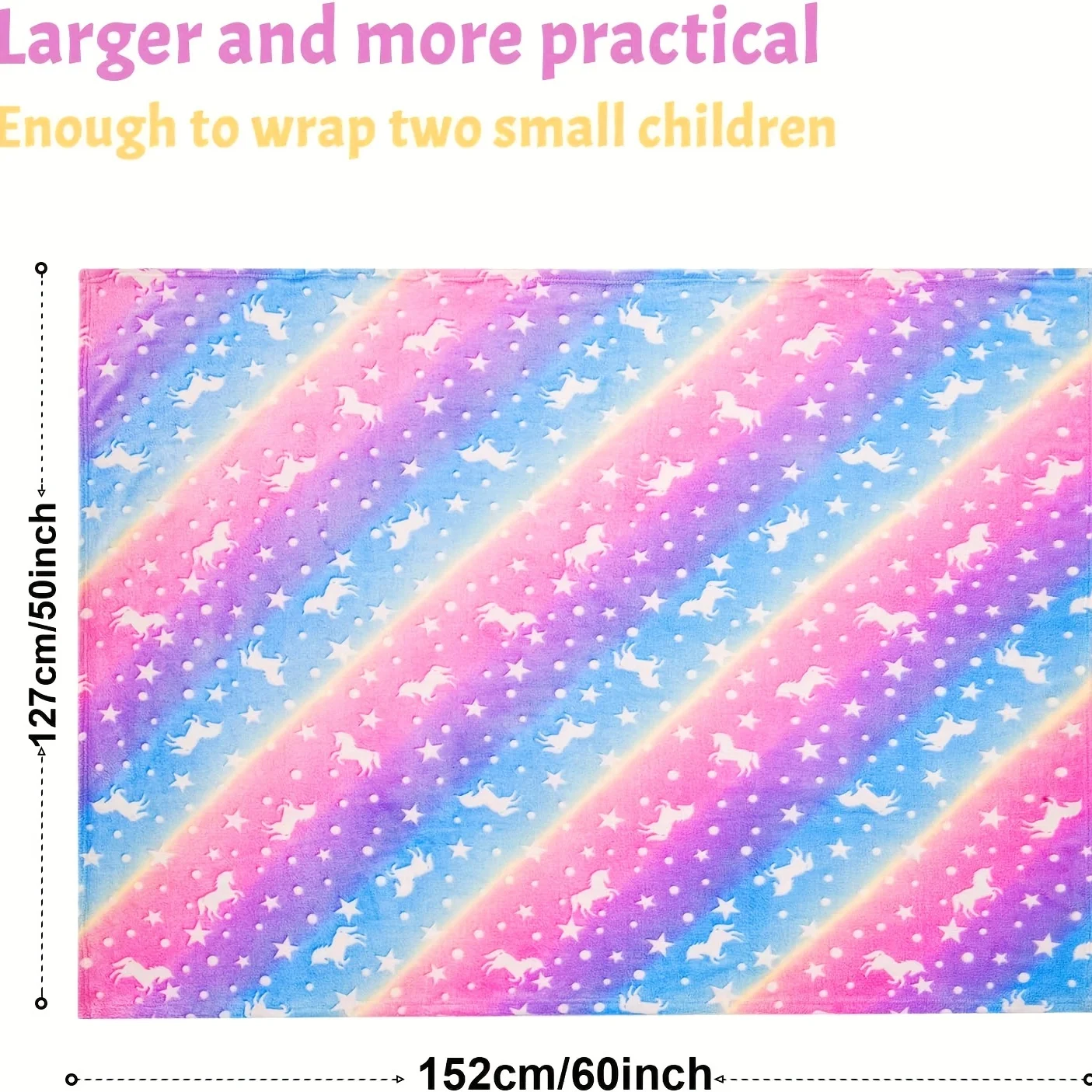 Glow In The Dark Rainbow Unicorn Blanket Cozy Soft Flannel Blanket For Sofa Bed Universal Bedding Blanket Birthday Gift For Kids