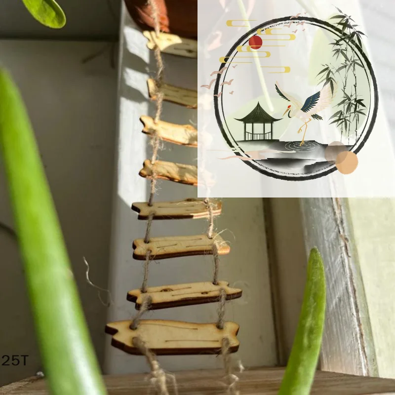Wooden Fairy Bridge Rope Ladder, Miniature Fairy Garden Decor For Home Courtyard & Mini Landscape, Photography Prop Accessory