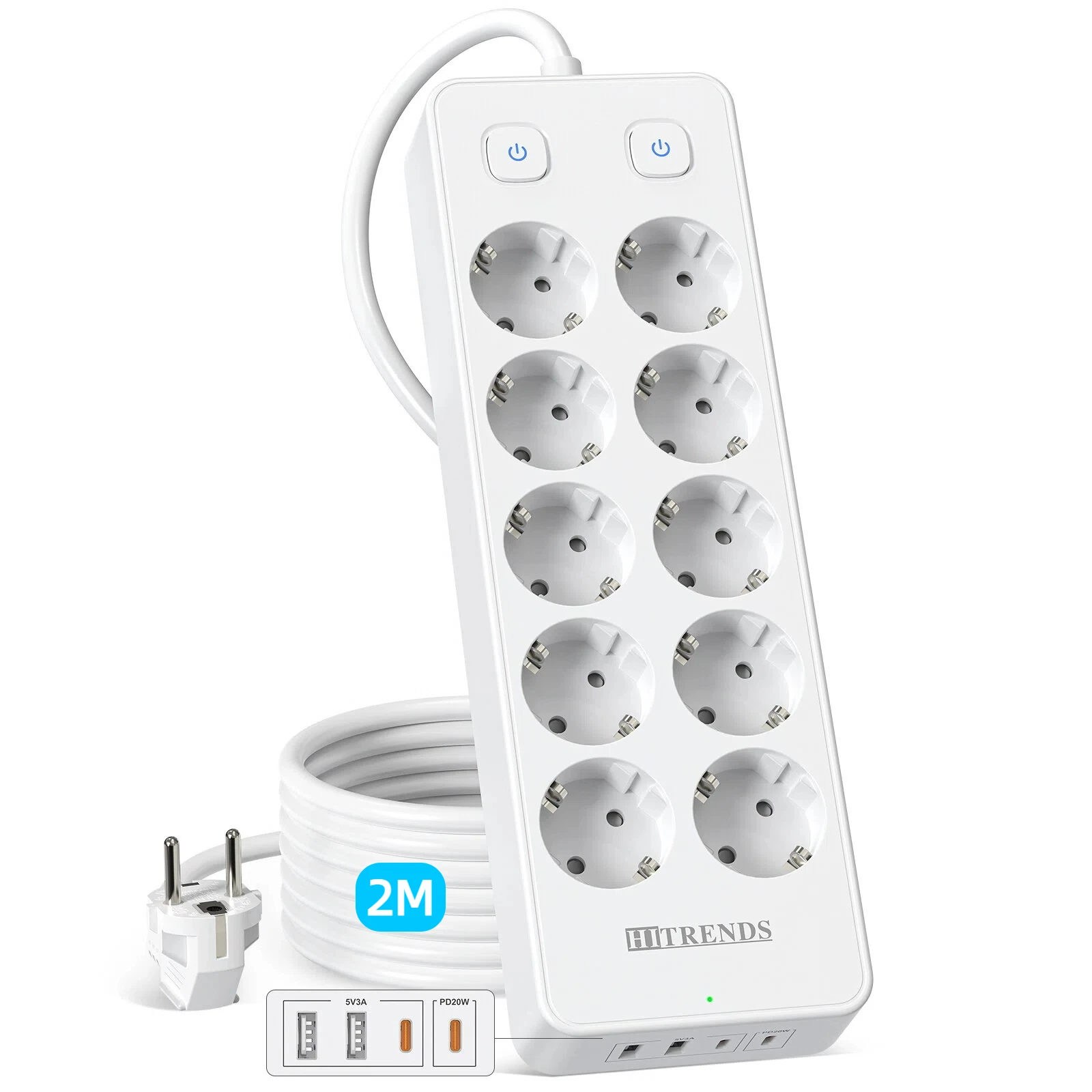 14-in-1 multifunctioneel stopcontact, 4USB snellaadstekkerdo