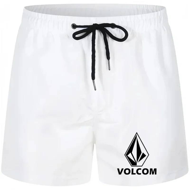 

Beach shorts with elastic waistband and drawstring for a loose fit, made of waterproof material, suitable for summer wear.