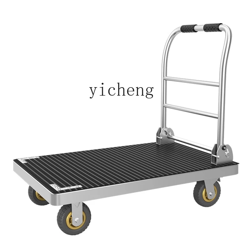 Zf flatbed trolley, push goods folding silent heavy duty household handling trolley