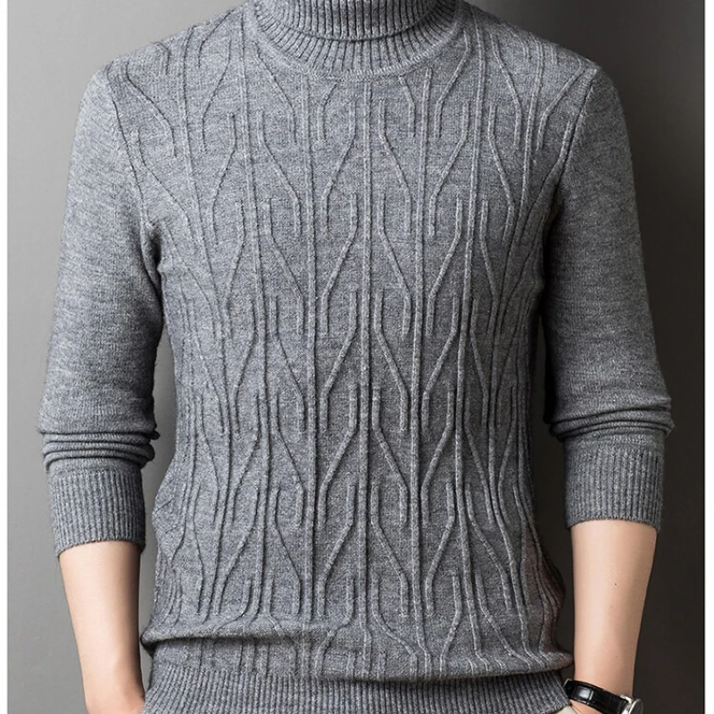 

2025: мужской осенне-зимний вязаный пуловер с высоким воротом