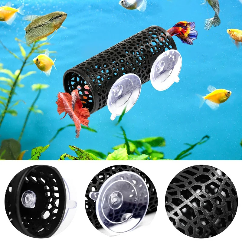 ปลา Hideout Resting Tube เตียงปลาอุโมงค์ขนาดเล็ก Hollow Fish Hideout Resting หลอดดูดถ้วยสําหรับปลา Aquarium