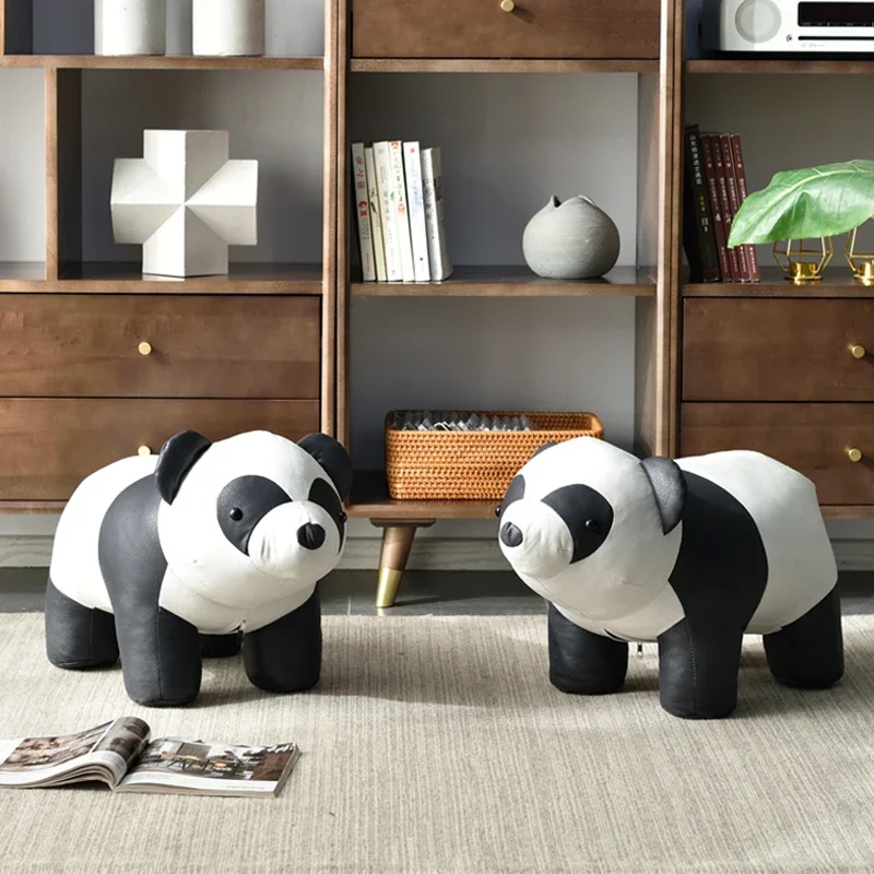 Panda Stool, Cartoon Animal, Sitting Solid Wood, Household, Shoe Changing Living Room, Bedroom, Dining Room