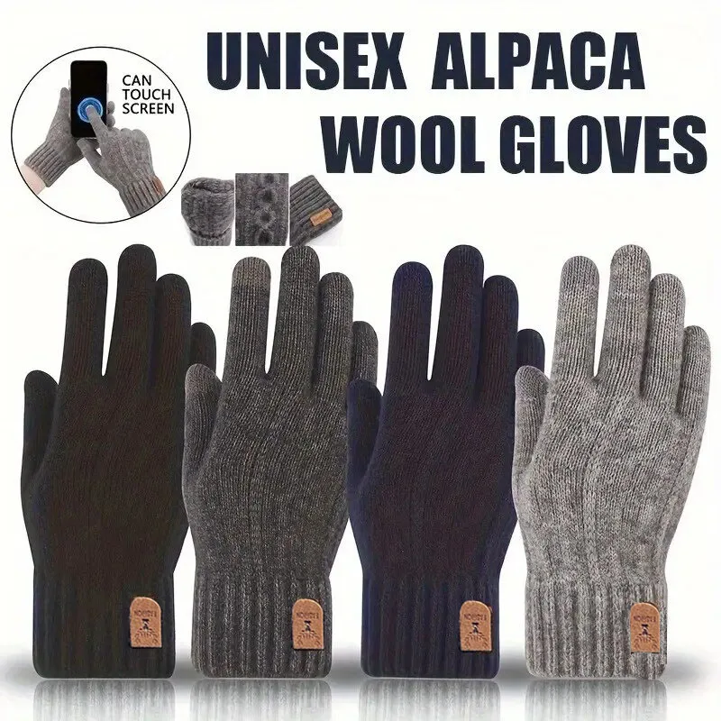 Neue warme Handschuhe für Herren und Damen, Winter-Touchscreen-Plus-Fleece-Handschuhe, kalte warme Woll-Strickhandschuhe