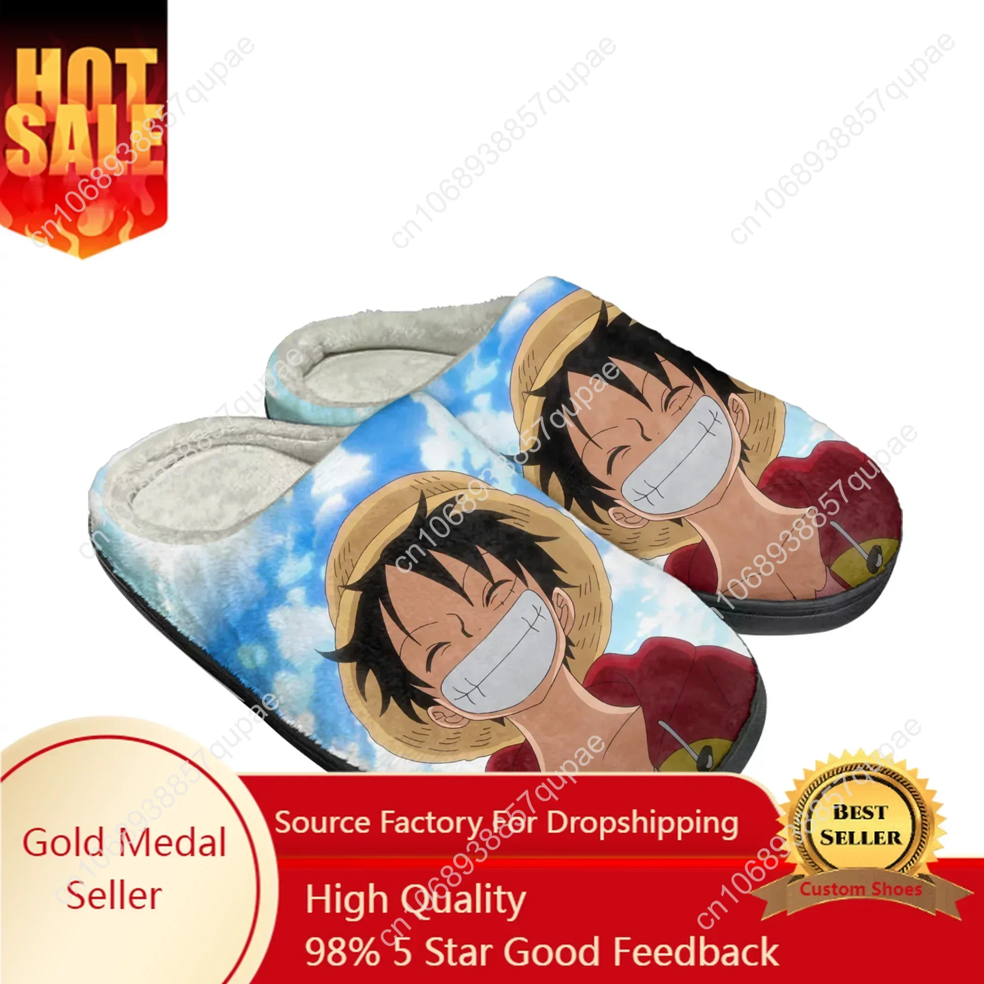 D L-Luffys Home Cotton Custom Slippers Monkey Anime Mens Women Sandals Plush Casual Keep Warm Shoes Couple Thermal Slipper