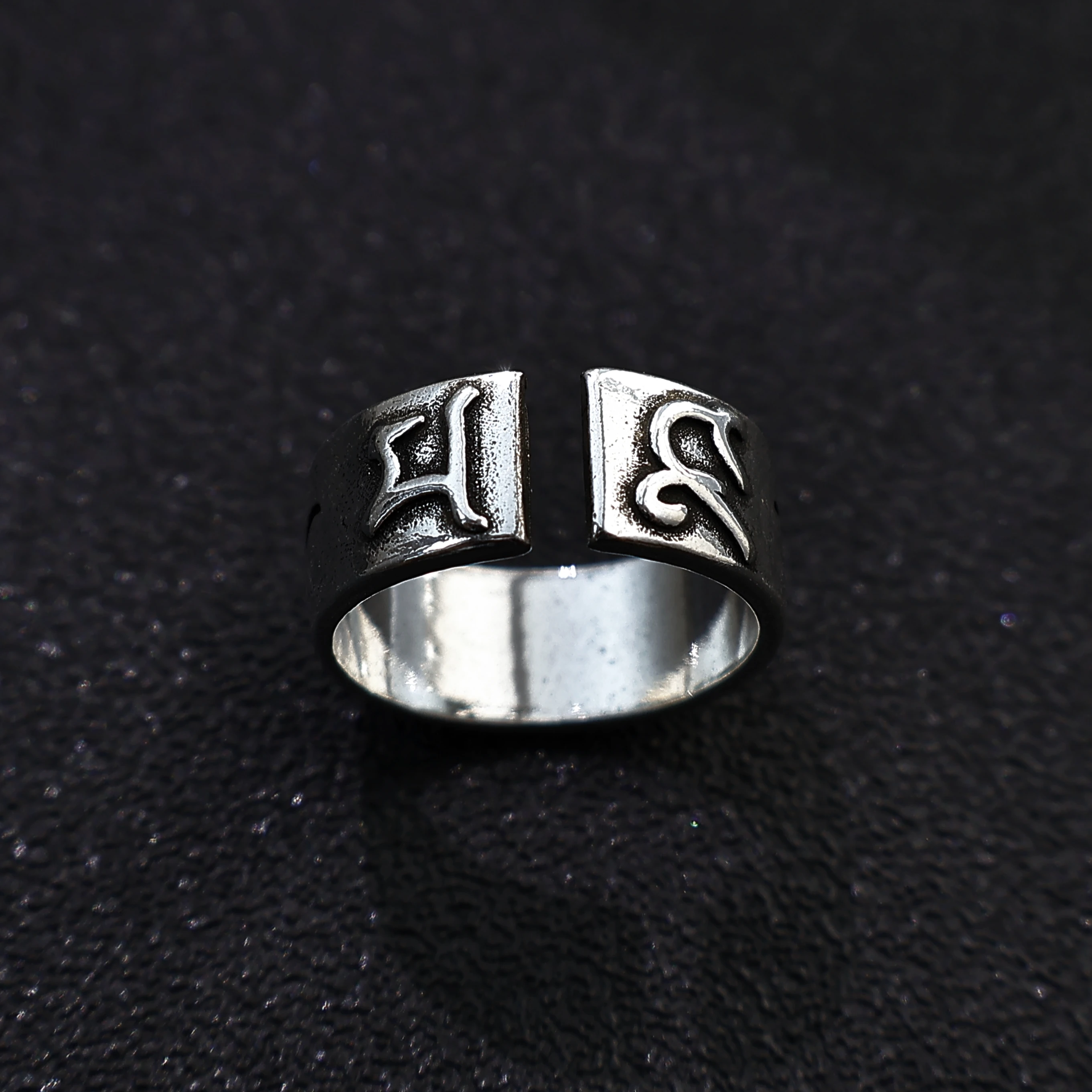 Retro Wisdom Eyes of Buddha Adjustable Open Ring For Men Silver-plated Copper Gothic Punk Edgy Jewelry Blessing Accessories Gift