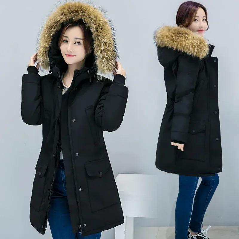 Fashion Winter Hooded Fur Collar Long Parkas Women Casual Loose Thick Warm Color Jacket Casacos Femininos Coats And Jackets