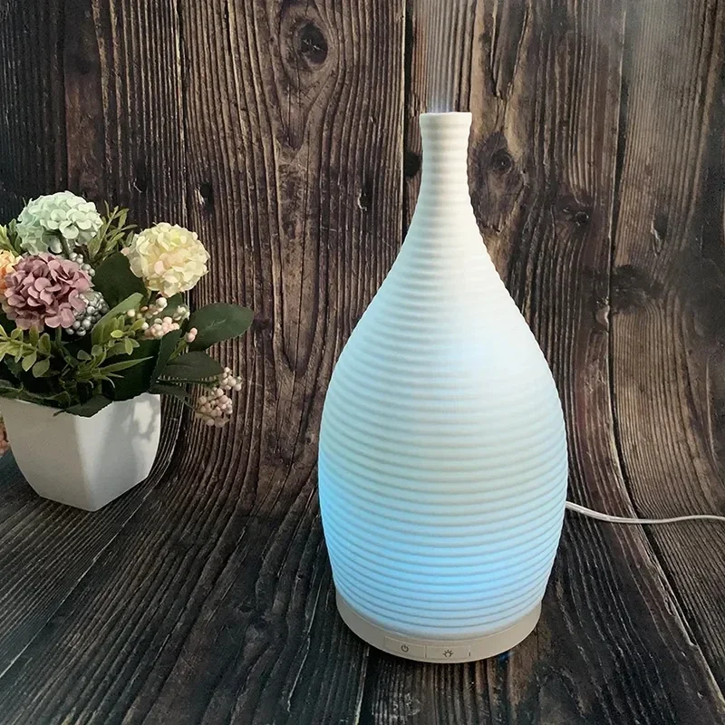 Ceramic Ultrasonic Diffuser Aromatherapy Essential Oil Purifier Diffuser Air Humidifier 100ml 7 Color LED Night Lights for House