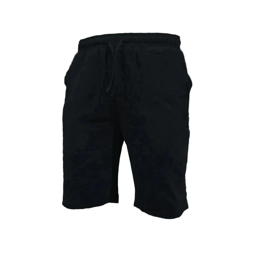 

Solid Color Shorts Summer Men Shorts Cotton Linen Lightweight Casual Short Pants Elastic Waist Beach Breathable Short Trousers
