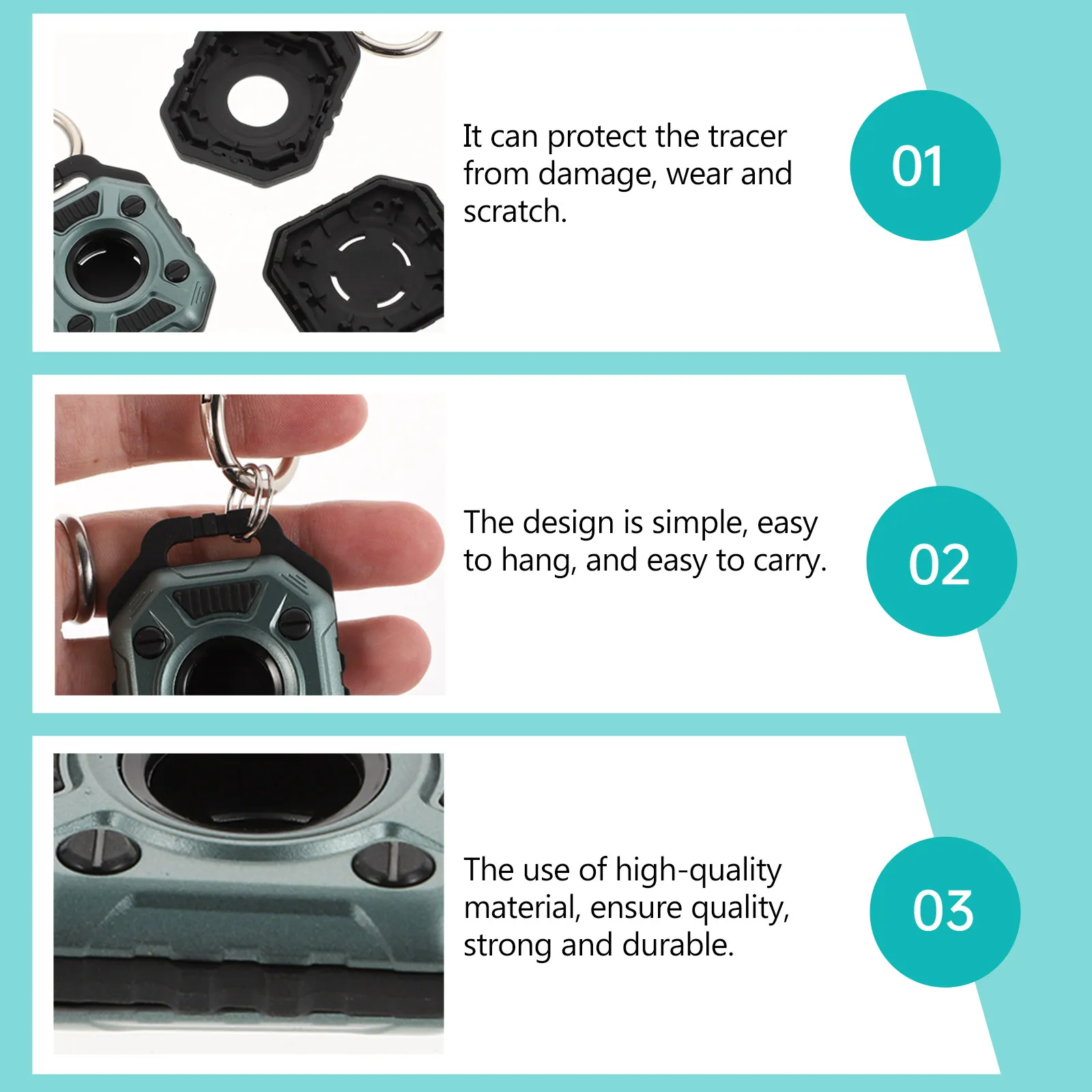 

2Pcs Protective Cover Sturdy Tracer Protective Case Shockproof Lightweight Anti-Scratch Portable Case for Keys