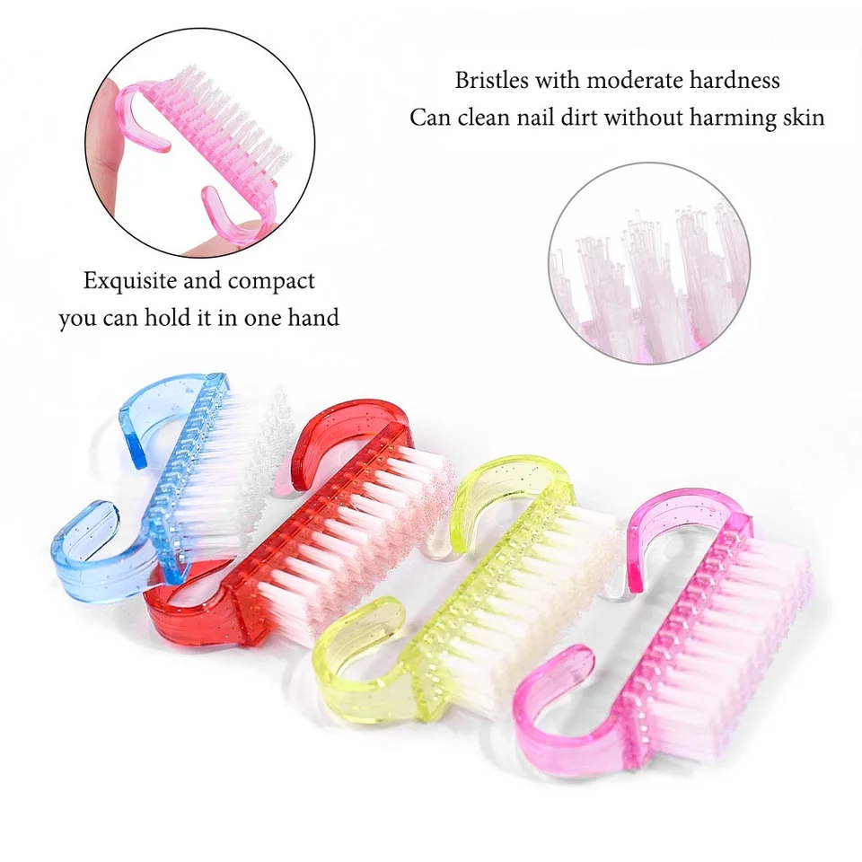 50/1 Piezas Brochas de Plástico para Nail Art Color Mezclado Cepillo de Limpieza para Manos y Uñas Limpiador de Polvo Nail Art Manicura Suave Removedor Herramientas 4
