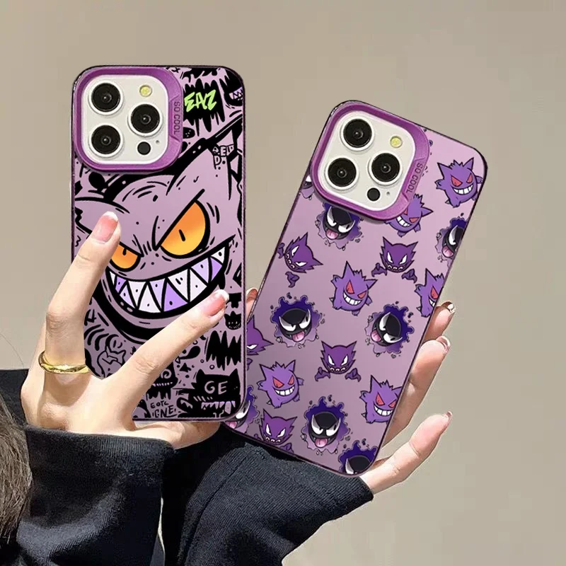 Casing Gengar Ungu untuk Samsung Galaxy S25 Edge S24 S23 S22 S21 S20 Plus Ultra S23FE S24FE A55 A35 A54 A34 Casing Penutup IMD Keras