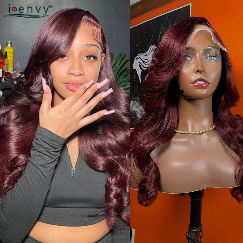 

13X4 Burgundy Body Wave 99J Colored Lace Front Wig Pre Plucked For Women 13X6 Hd Lace Frontal Wig Red Lace Front Human Hair Wigs