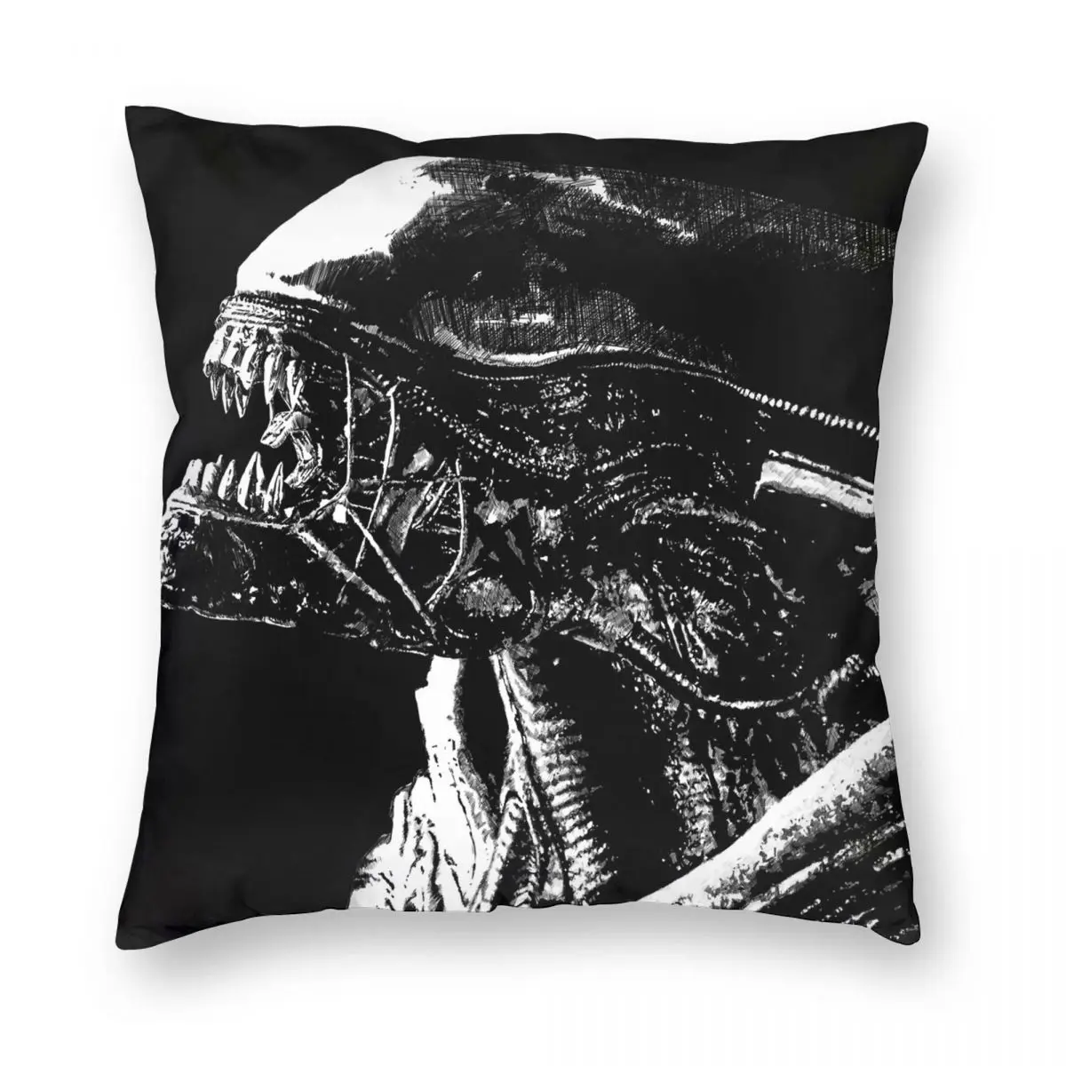 Alien Xenomorph Square Pillowcase Polyester Linen Velvet Creative Zip Decor Throw Pillow Case Sofa Seater Cushion Cover