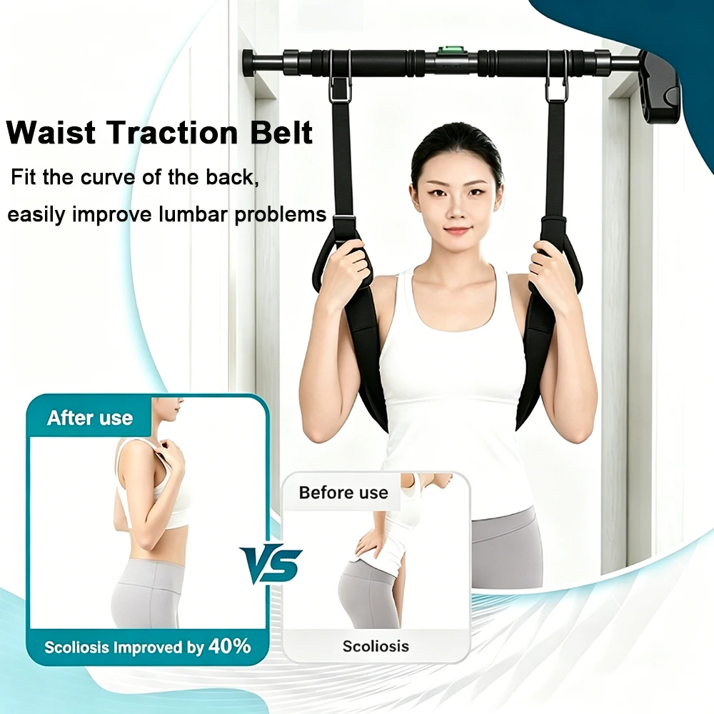 Lumbar Traction Belt Adjustable Soothing Waist Beltcan Home Hanging Spine Decompression Harness for Lower Back Pain Relief