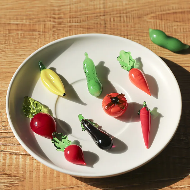 

Mini Simulation Glass Fruits Vegetable Model Safe Durable Nice DIY Vegetable Ornaments Household Desk Decor Accessories New