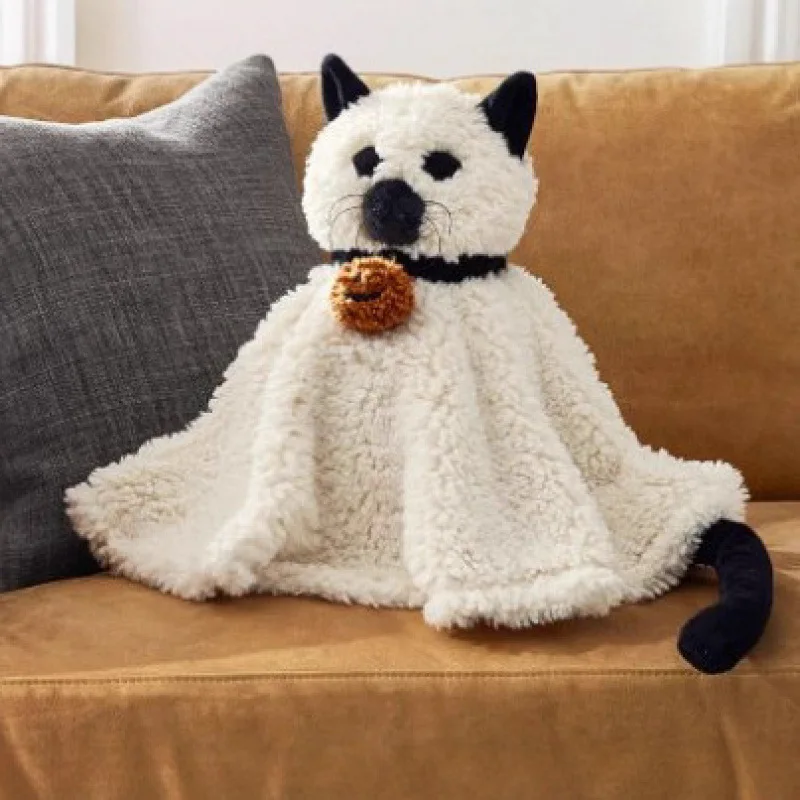 Image of 35 cm Gus der Geist mit Kürbiskissen, Halloween-Katze, weiches Plüschpuppenspielzeug