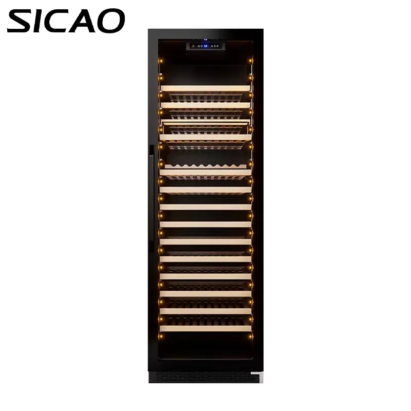 168 Bottle Wine Cooler 120V 220V Dual Zone Freestanding Wood Double Wall Insulated Electronic Wine Fridge for Home Bar