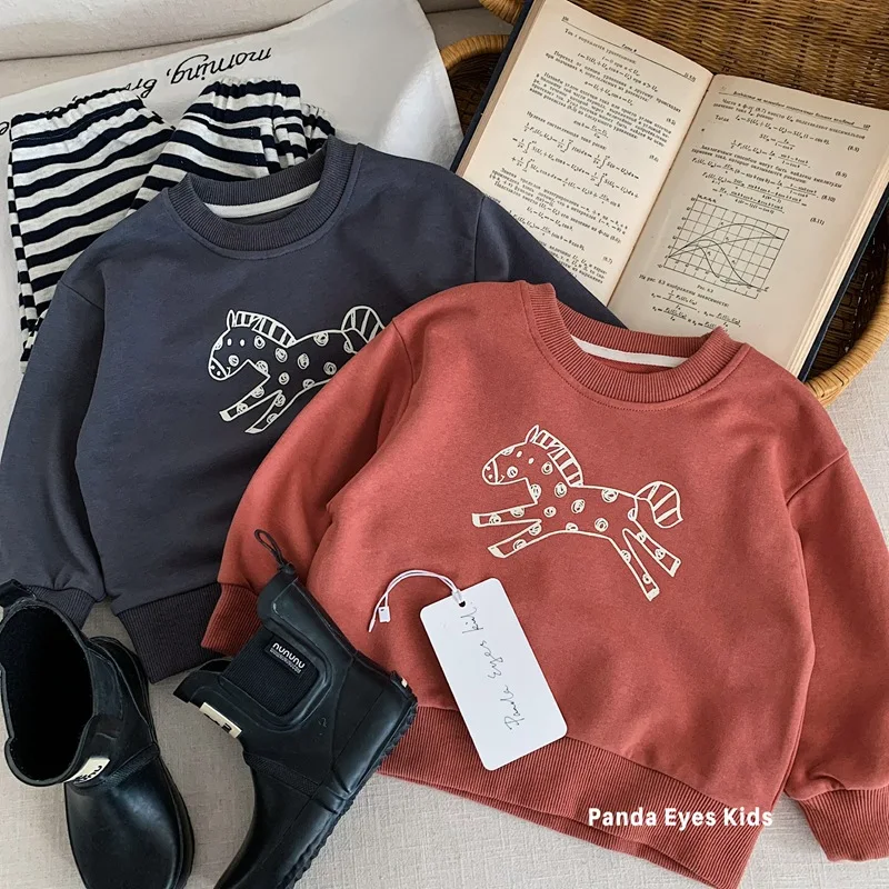 1-6Yrs Boys Sweatshirts RAISE 2026 Autumn Infant Babys Boys Zebra Printed Long Sleeve Pullovers Round Collar Toddler Boys Tops