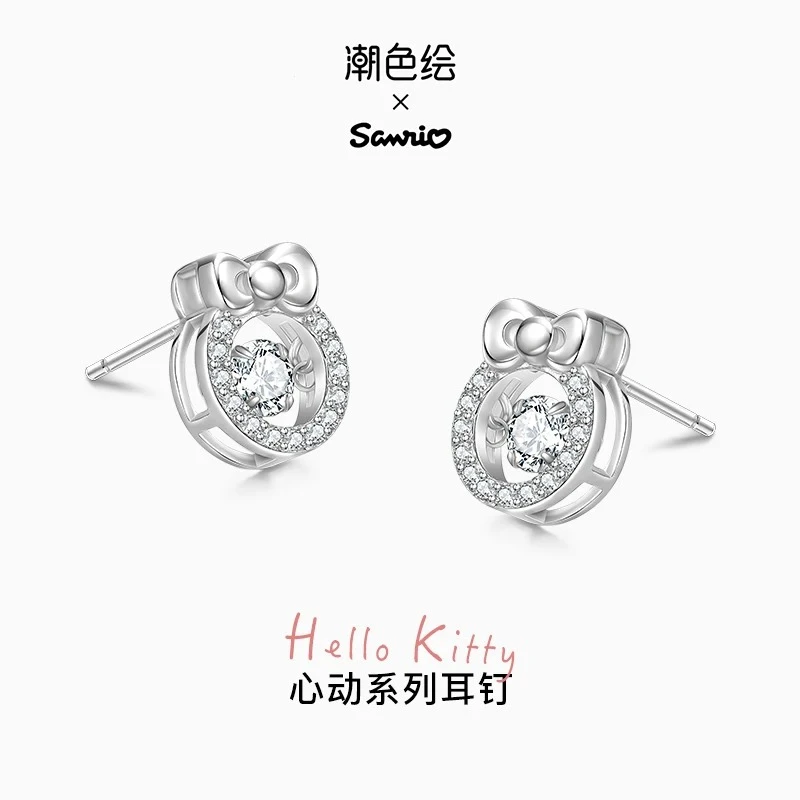 Pendientes de plata de ley X KT pintados de marea genuina, pendientes para niñas, accesorios de Anime