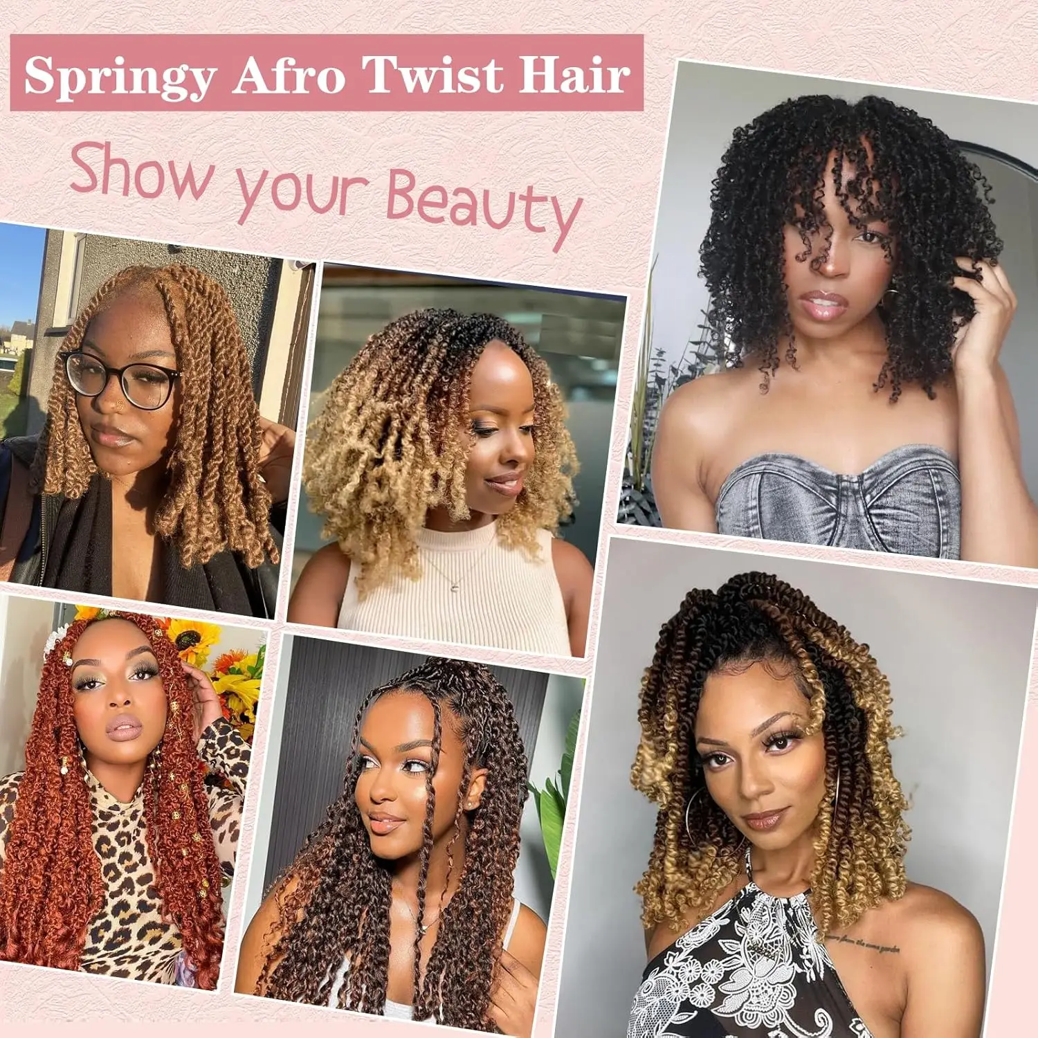 1/8 paquetes de pelo Afro elástico pre esponjoso pelo trenzado de primavera pelo sintético Afro Twist Marley Twist cabello trenzado