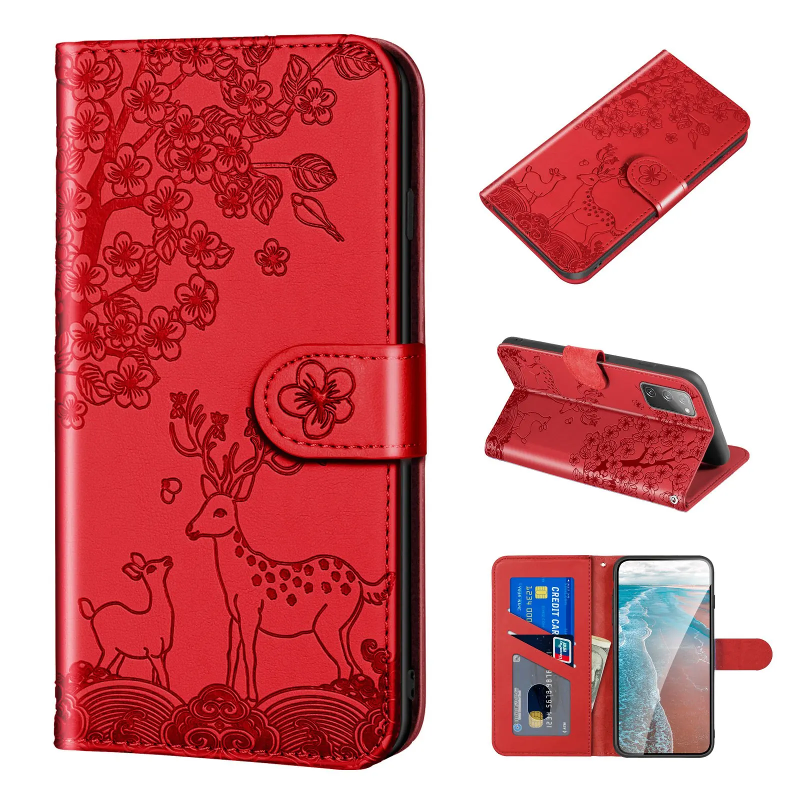 PU Leather Dear Flip Phone Case For iPhone 14 Pro Max 13 12 11 X XR XS Max 8 7 6 6S Plus Wallet Shockproof Magnetic Stand Cover