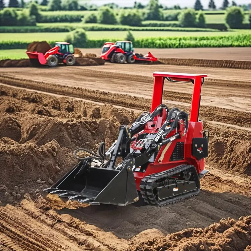 Rubber Track Skid Steer Loader Zero Turn Radius Low Ground Pressure Hydraulic Drive Farm Orchard Digging Landscaping Small