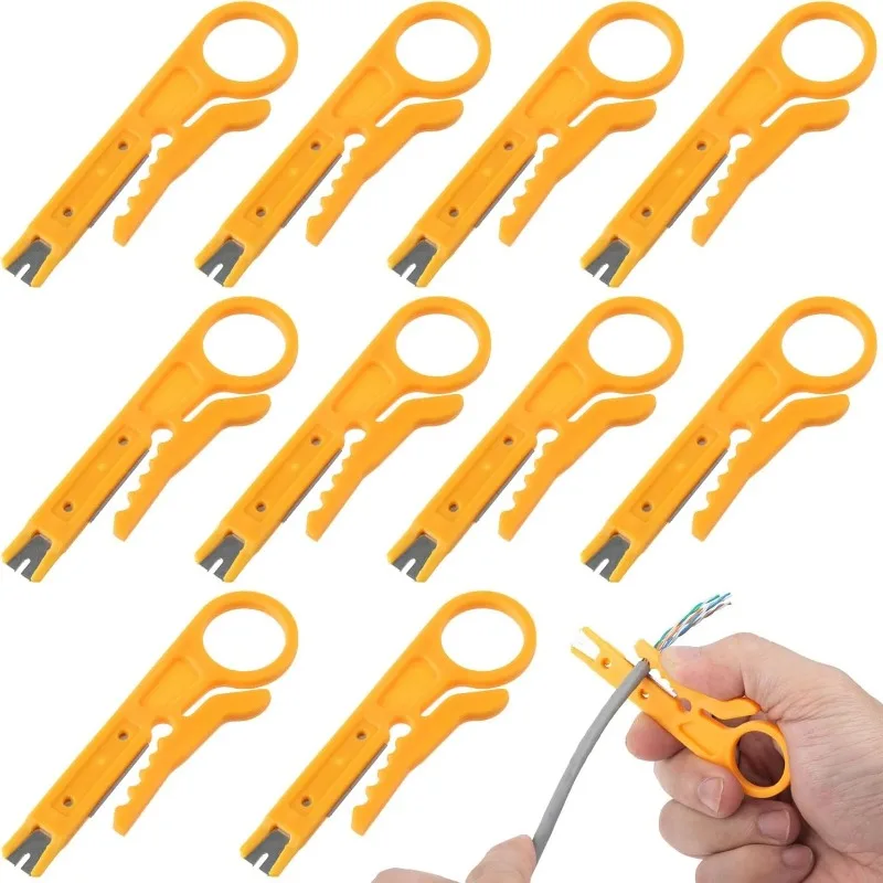 10pcs Wire Stripper with Secure Finger Loop, Cable Stripper Cutter Tool, Wire Punch Down Tool for Diameter 5-6.2mm Cables Wires
