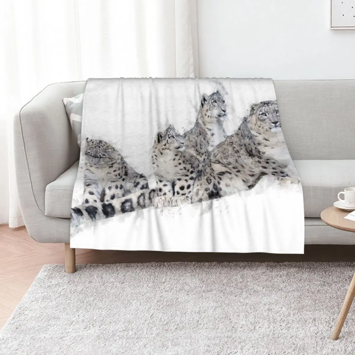 Snow leopard Watercolour Artwork Throw Blanket Luxury Brand Sofas Sofa Throw Winter beds cosplay anime For Sofa Thin Blankets