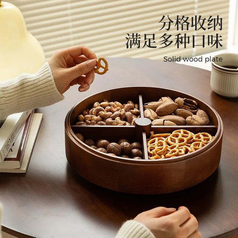 طبق فاكهة غرفة المعيشة المنزلية طبق جوز الفواكه المجففة من الخشب الصلب للعام الجديد