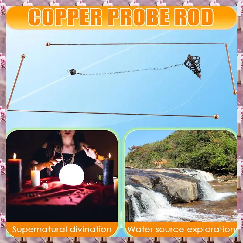 2025 Copper Dowsing Rods - 99.9% Pure Copper 2PCS Divining Rods Energy Water Witching Detector With Pendulum Pendant,Copper Dows