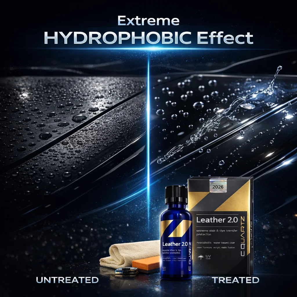 CAR CQUARTZ Leather 2.0 Hydrophobic Oil Phobic Safe on Car Leather Resistance To UV Denim Dye Coloring Abrasion Stains