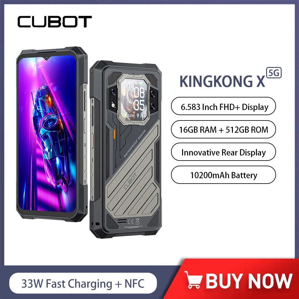 CUBOT KINGKONG X смартфон, Android 14, 32 ГБ ОЗУ (16 ГБ + 16 Гб) + 256/512 Гб ПЗУ, 10200 мАч, МП, 33 Вт