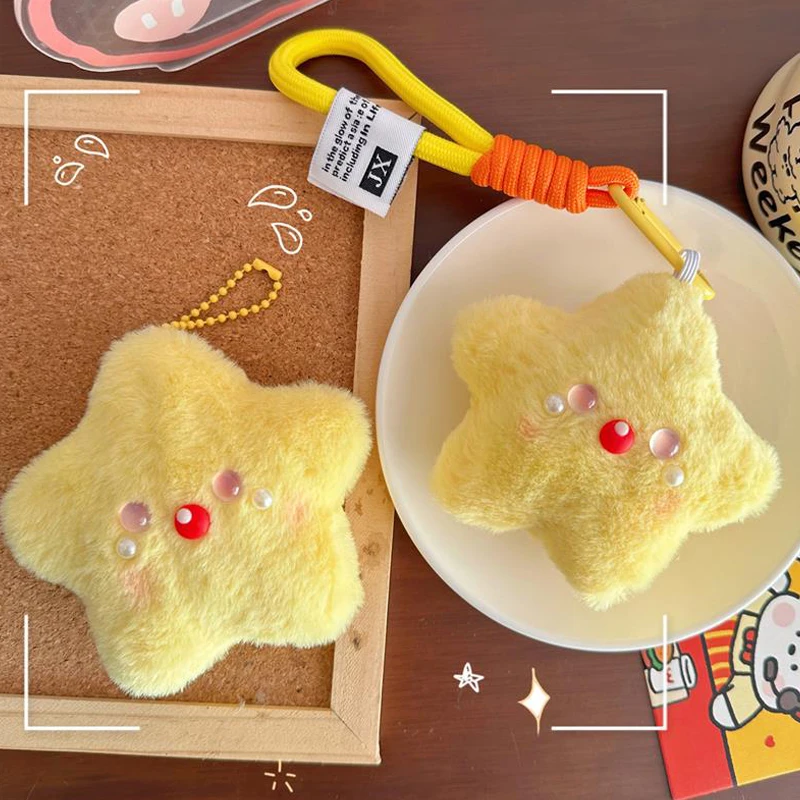 

Chic Yellow Star Squeak Plush Doll; Bag Charms Soft Stuffed Toys; Adorned Girly Back pack Decoration; Surprising Buddies Gifts