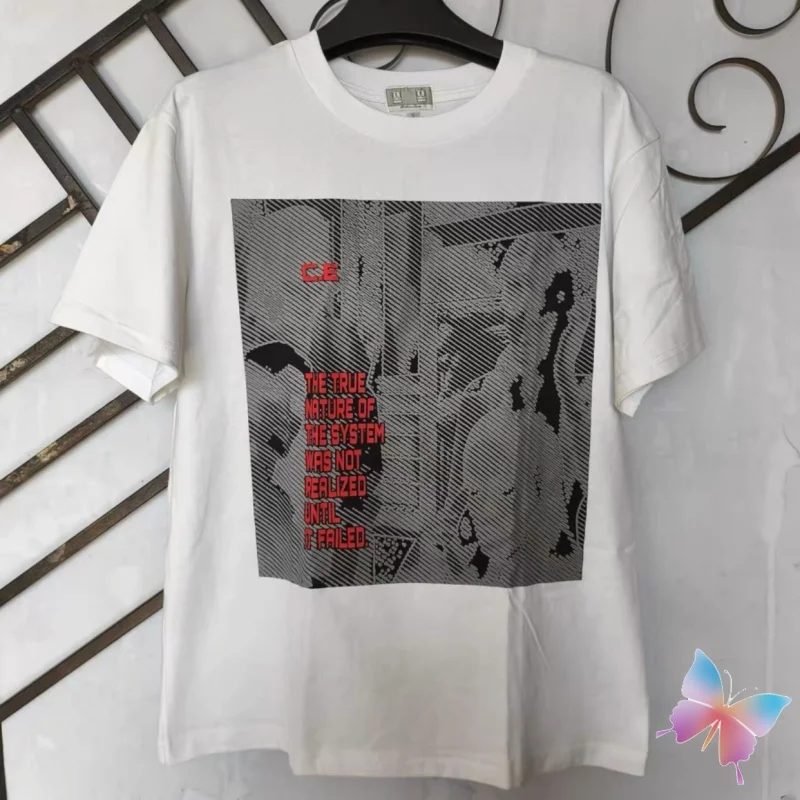 

Black White Cotton CAVEMPT Tshirt Square Shadow Portrait Letter Print Couple Top Summer Fashion Street Men Women CE Short Sleeve